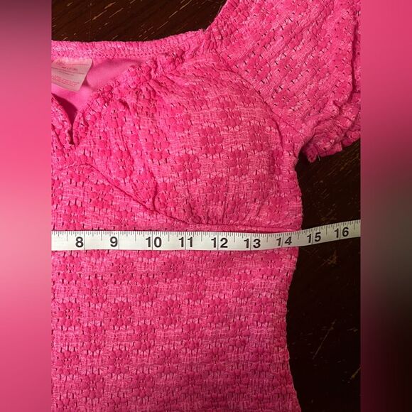 No Boundaries Pink Mid Length Floral Lace Pink Fuchsia Dress Sz M (5-7) - Picture 4 of 5